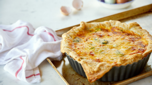 quiche out of the oven